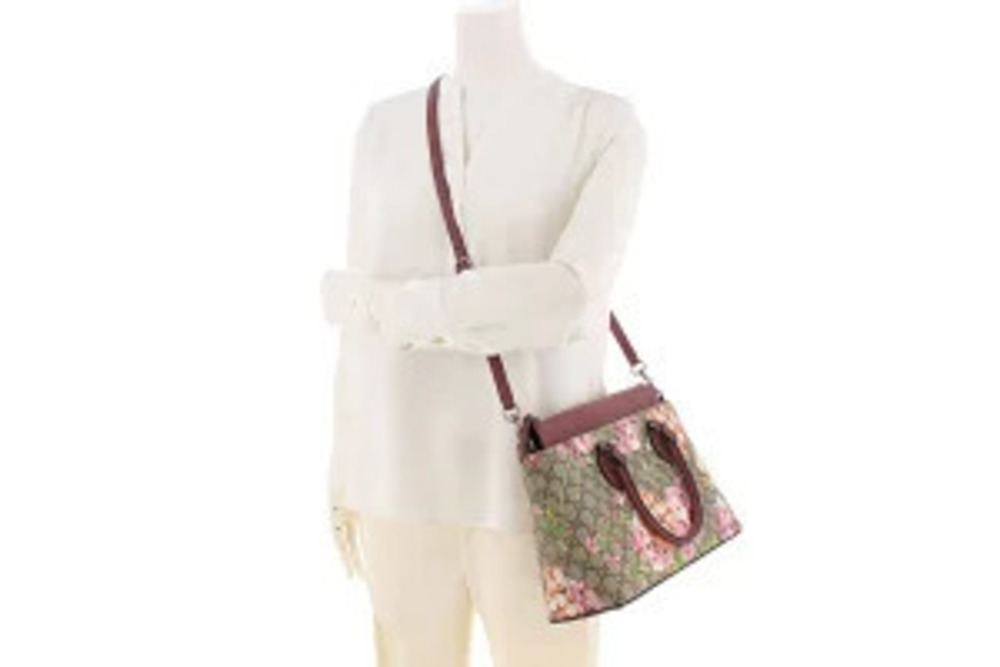 Gucci Red GG Bag Leather Blooms Beige Red Tan